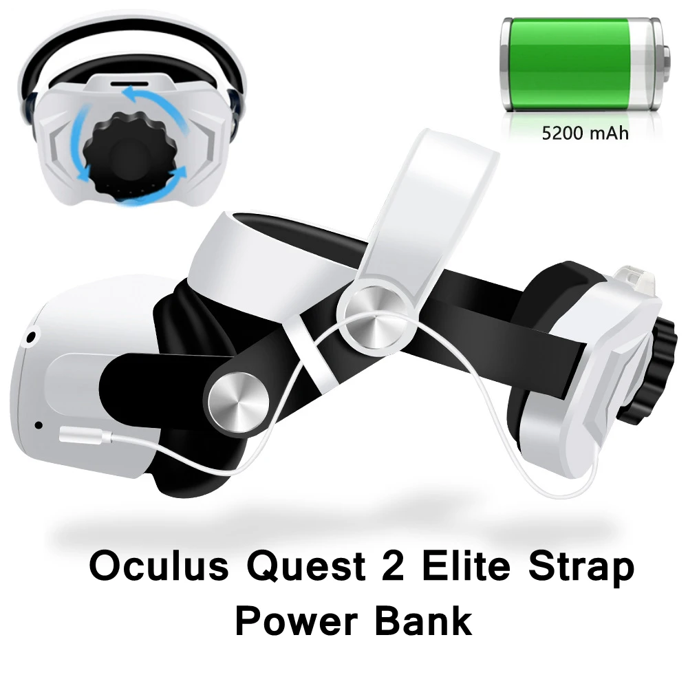 For Oculus Quest 2 VR Elite Strap With Battery 5200mAn Fast Charger Power Bank Halo Strap For Meta Oculus Quest 2 Accessories 