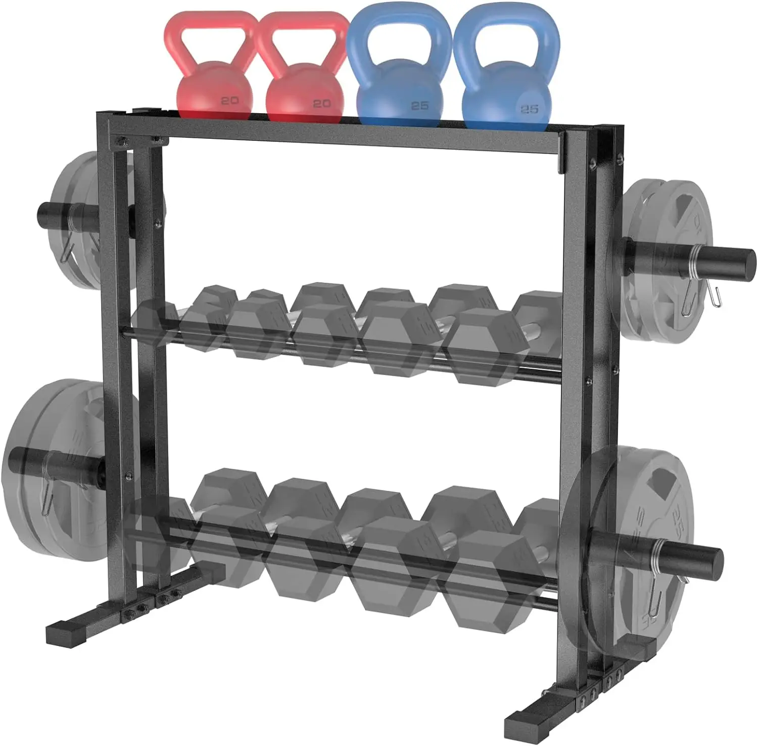 

Dumbbell Rack, 3 Tier Weights Storage Rack for Dumbbells, Weight Plates, and Kettlebells (1100 Pounds Weight Capacity, 2022 Vers
