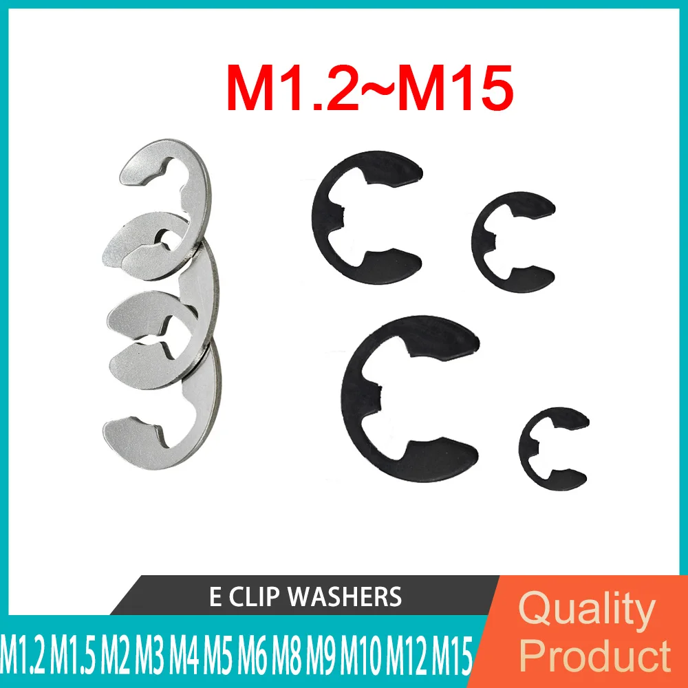 

304 Stainless Steel M1.2 M1.5 M2 M3 M4 M5 M6 M8 M9 M10 M12 M15 External Retaining Ring E Clip Snap Circlip Shaft Washer Gasket