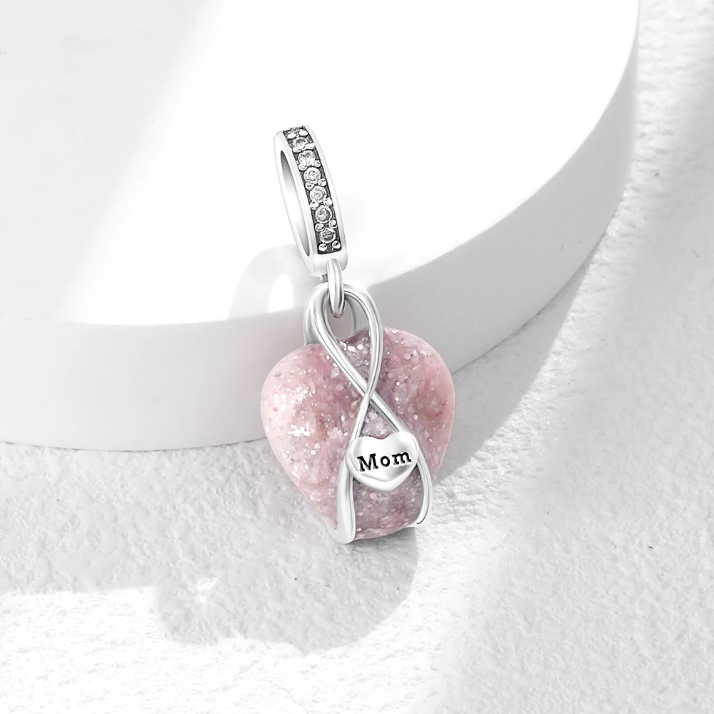 Beads Jewelry, 925 Sterling Silver, Sping Pink Bag Pany Flower Caterpillar, DIY, Fit Bracelet Bangle