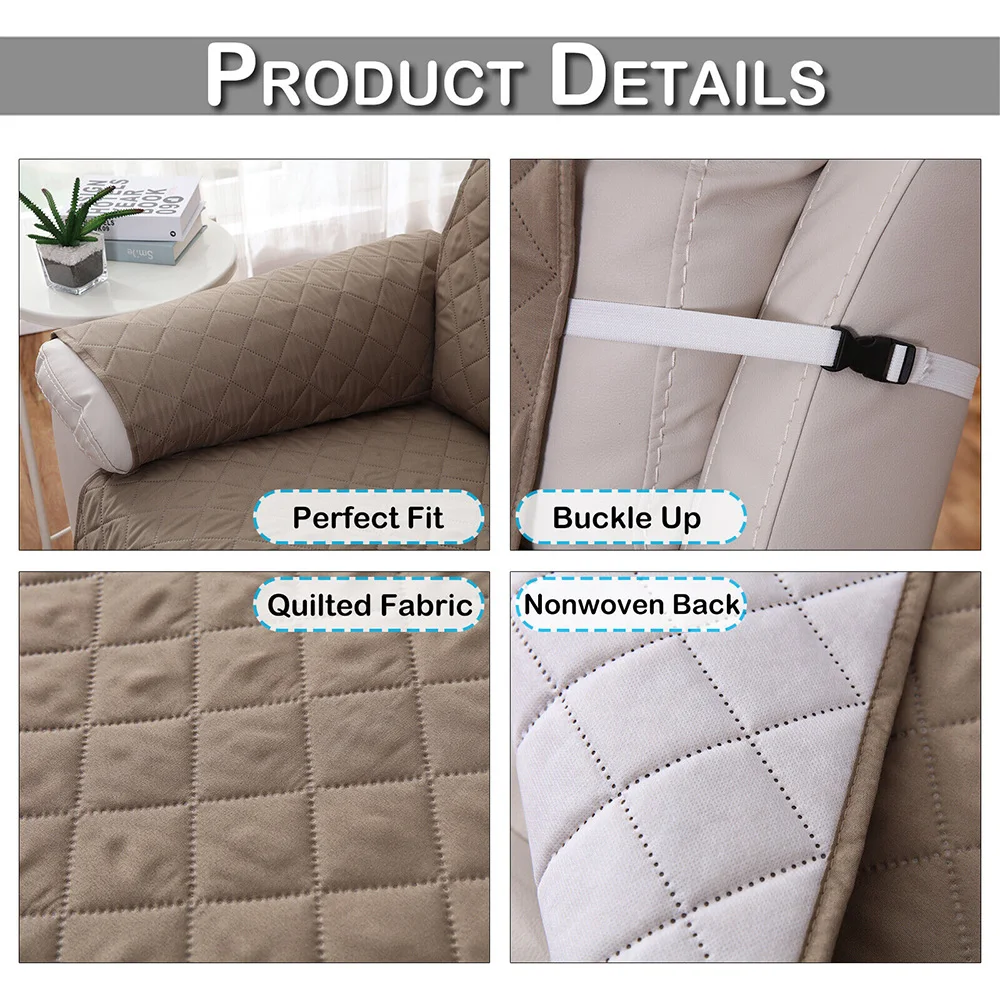 Quilted Anti-wear Recliner Sofa Cover For Dogs Pets Kids Anti-slip Couch Cushion Slipcover Armchair Furniture Protector Washable 6