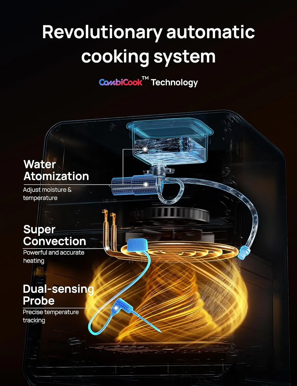 Dreo ChefMaker Combi Fryer, Cook like a pro with just the press of a button, Smart Air Fryer Cooker with Cook probe, Water Atomi