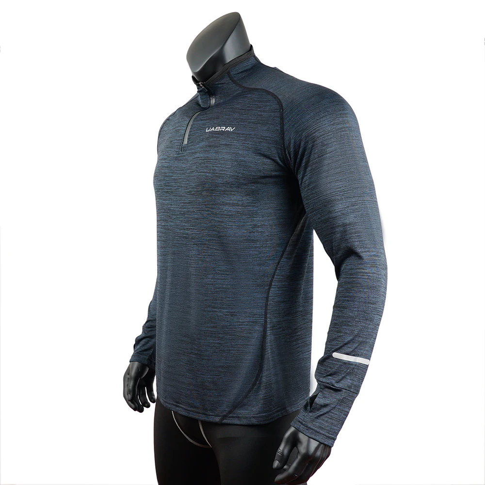 Mens Long Sleeve Sports T-Shirt Sportswear Running Gym Clothing Fitness Compression Shirt Zip Pullover Hiking Rash guard