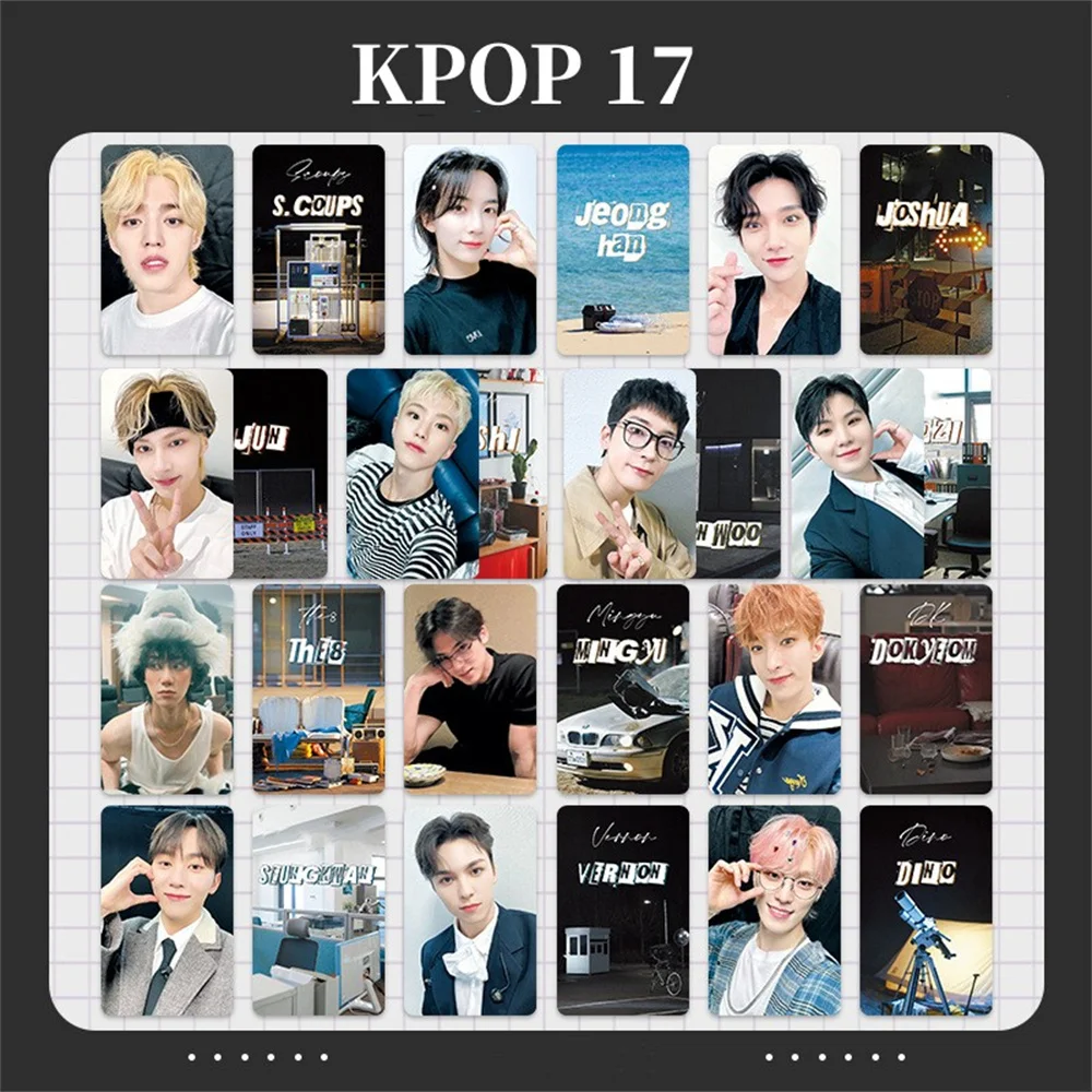 

Kpop 17 Photocards Wonwoo JeongHan Korean Style LOMO Cards Double Sides Printing Postcards Hoshi Mingyu Fans Collection Gift