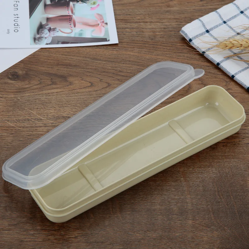 Cutlery Set Portable Travel Outdoor Reusable Tableware Box School Home Slot Design Practical Cutlery Transparent Cover Case