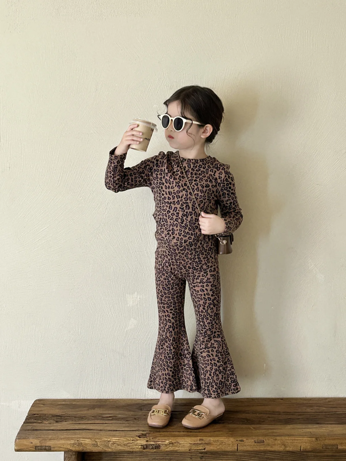 Mädchen Langarm Anzug Frühling und Herbst Neue Koreanische Mädchen Leopard Anzug Kinder Langarm Zwei-Stück Anzug Kinder der Kleidung – Detail 10