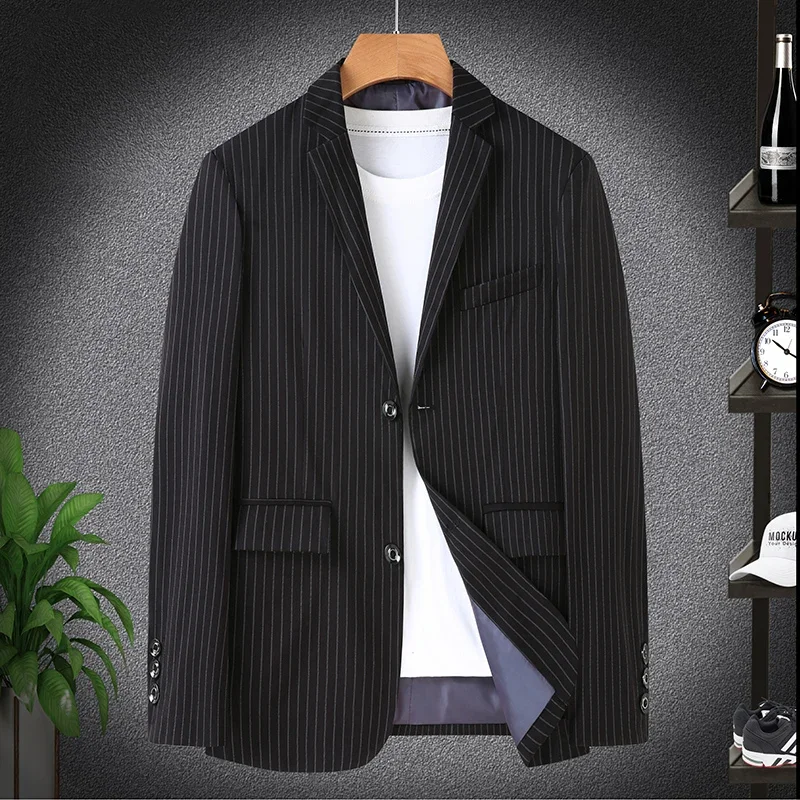 

2023New high quality stylish and handsome business striped suit for men plus fat plus size corduroy solid color casual Blazers