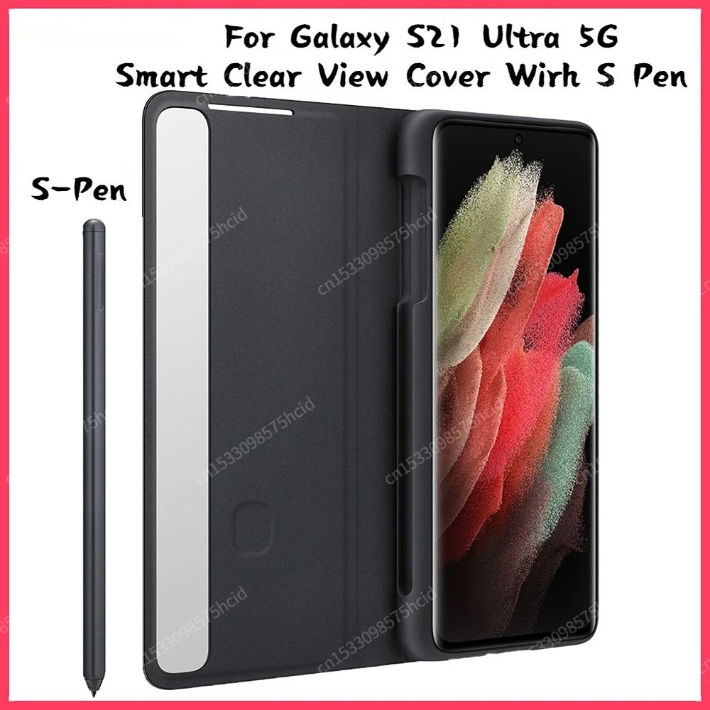 For Samsung Mirror Cover Clear View Phone Case For SAMSUNG Galaxy S21 Ultra 5G S-Pen S-View Flip Cover Intelligent Cases