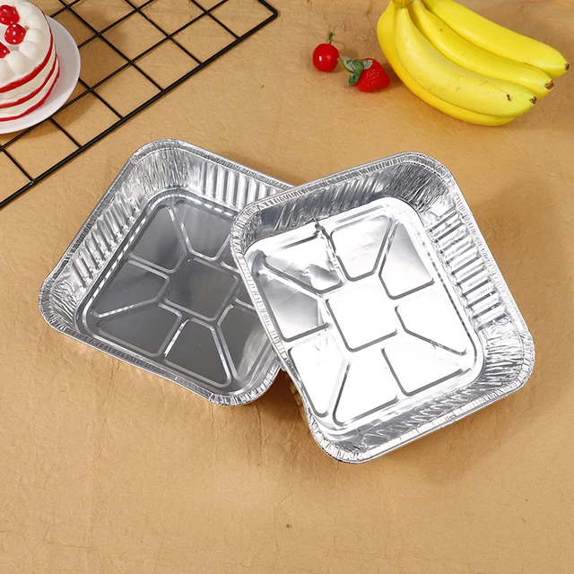 30PCS 20CM Square Air Fryer Aluminum Foil Pan Oven BBQ Tray Food Containers  Cakes Kitchen Supplies Lunch Boxes Kitchen Gadget - AliExpress