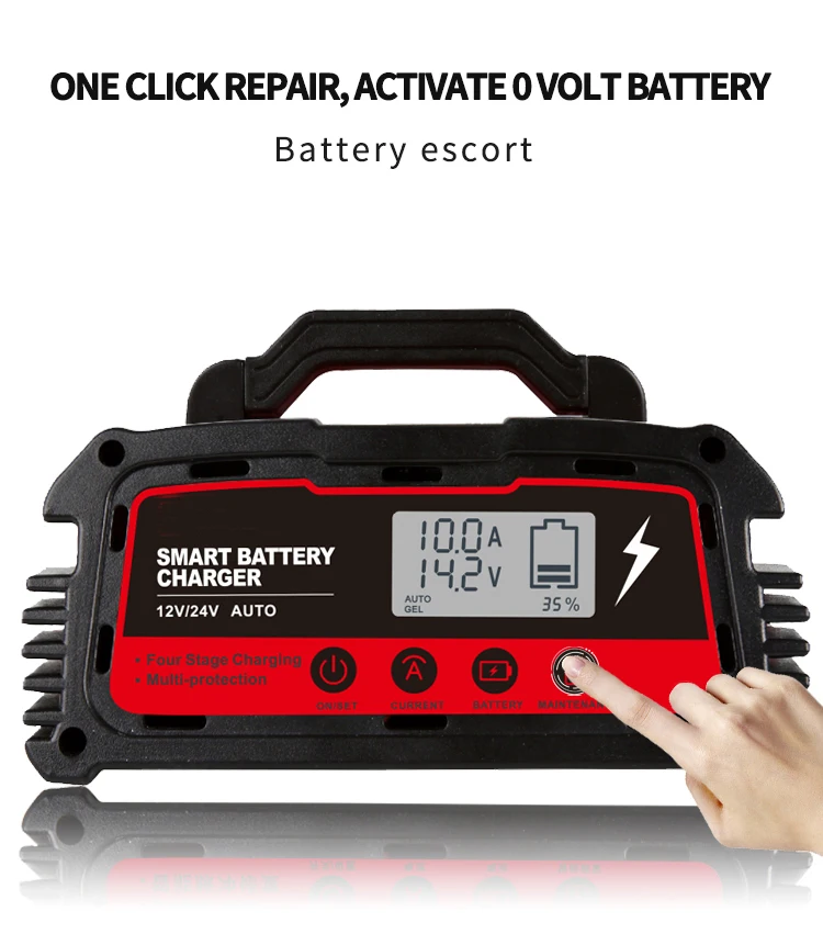 12V 10A / 24V 5A Vollautomatisches Autobatterie-Ladegerät 7-stufig Smart  Schnellladeimpuls Reparatur für Agm Gel Wet Blei Säure LCD Display