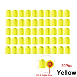 Durable Black Dome - Shaped Tire Valve Caps with O - Ring Seal - Universal Fit (Yellow - 50Pcs)