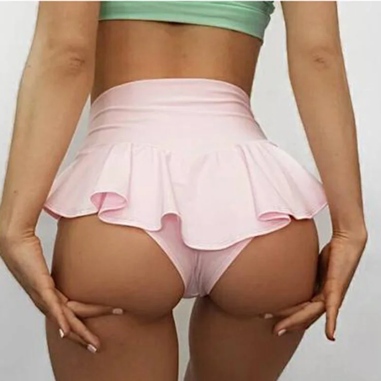Woman Open Crotch Shorts Double Hidden Zipper Crotchless Skirt Leggings Butt Expose Outdoor Sex Sport Tight Pants