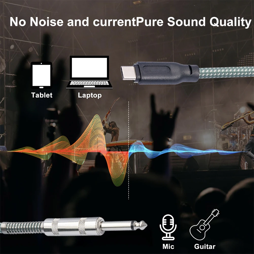 TS USB-C  ̺  6.35mm, TS Aux 迡 C Ÿ ׷ ̺,  , 1 m, 2 m, 3 m, 5m, 6.35mm, 1/4 ġ