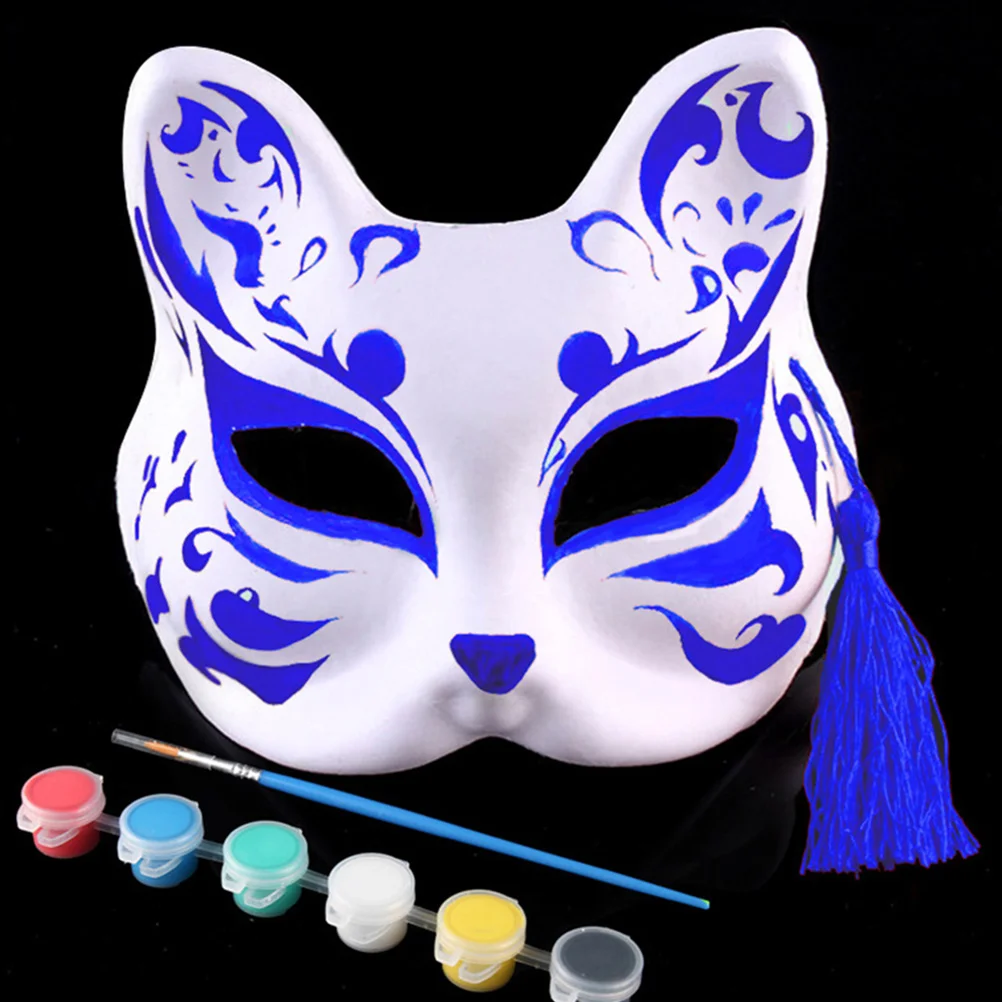 

Unpainted DIY Paintable Mask Lightweight Durable Cosplay Prop Masquerade Mask Cat Face Mask Party Cosplay Accessories