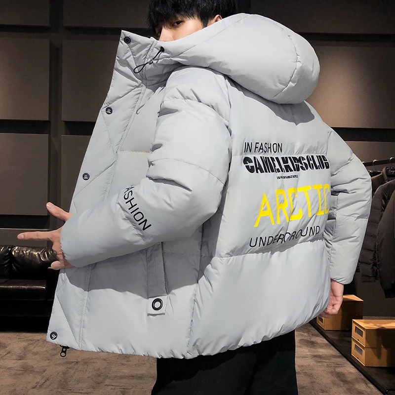 Fashion Autumn Winter Men's Warm Hooded Cotton-Padded Jacket Windproof Thicken Top Parkas Youth Outwear Loose Down Coat Clothing