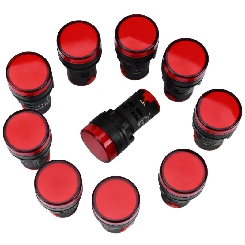 10개 AC/DC 24V 22mm 스레드 LED 전자 표시등 신호등