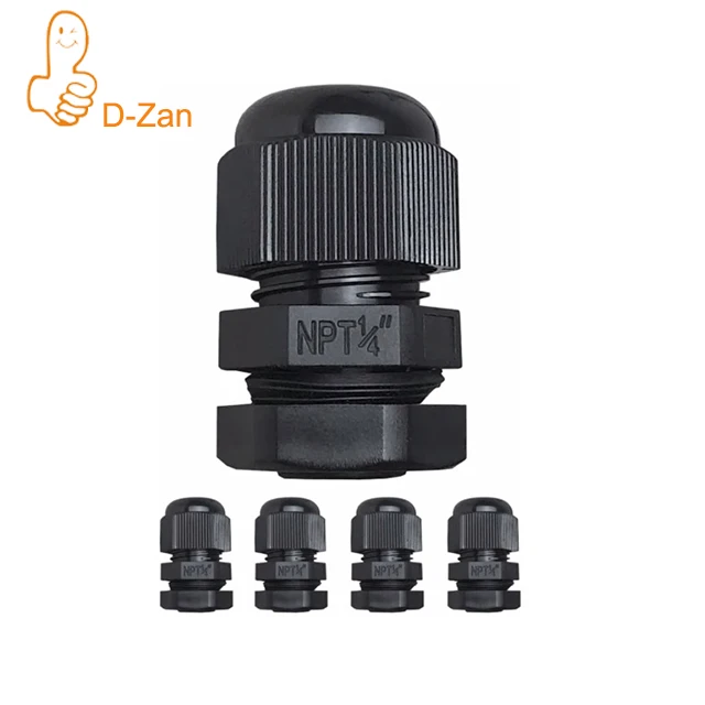 NPT Cable Glands Nylon PA66, 1/4” 3/8” 1/2” 3/4” 1" Waterproof IP68 ...