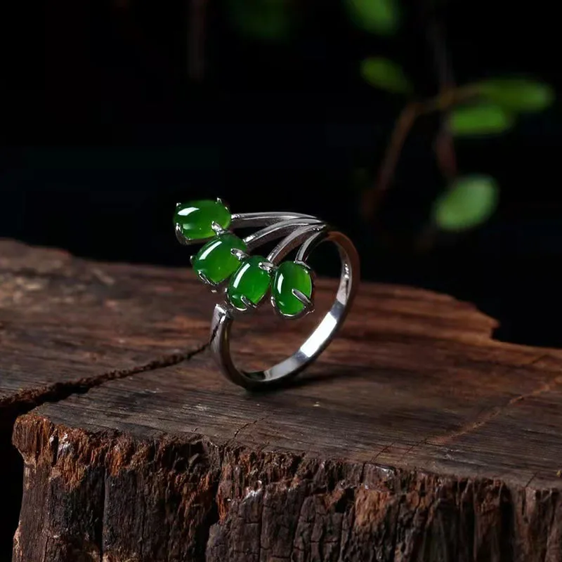 

2024 Woman Rings Korean Fashion Gothic Accessories Copper Inlaid Emerald Open Ring Gold Jewelry Engagement Ring Anillos Mujer
