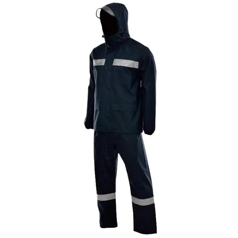 Tuta Antipioggia Uomo Impermeabile Con Riflettenti - Set Giacca E Pantaloni Da Lavoro Con Cappuccio