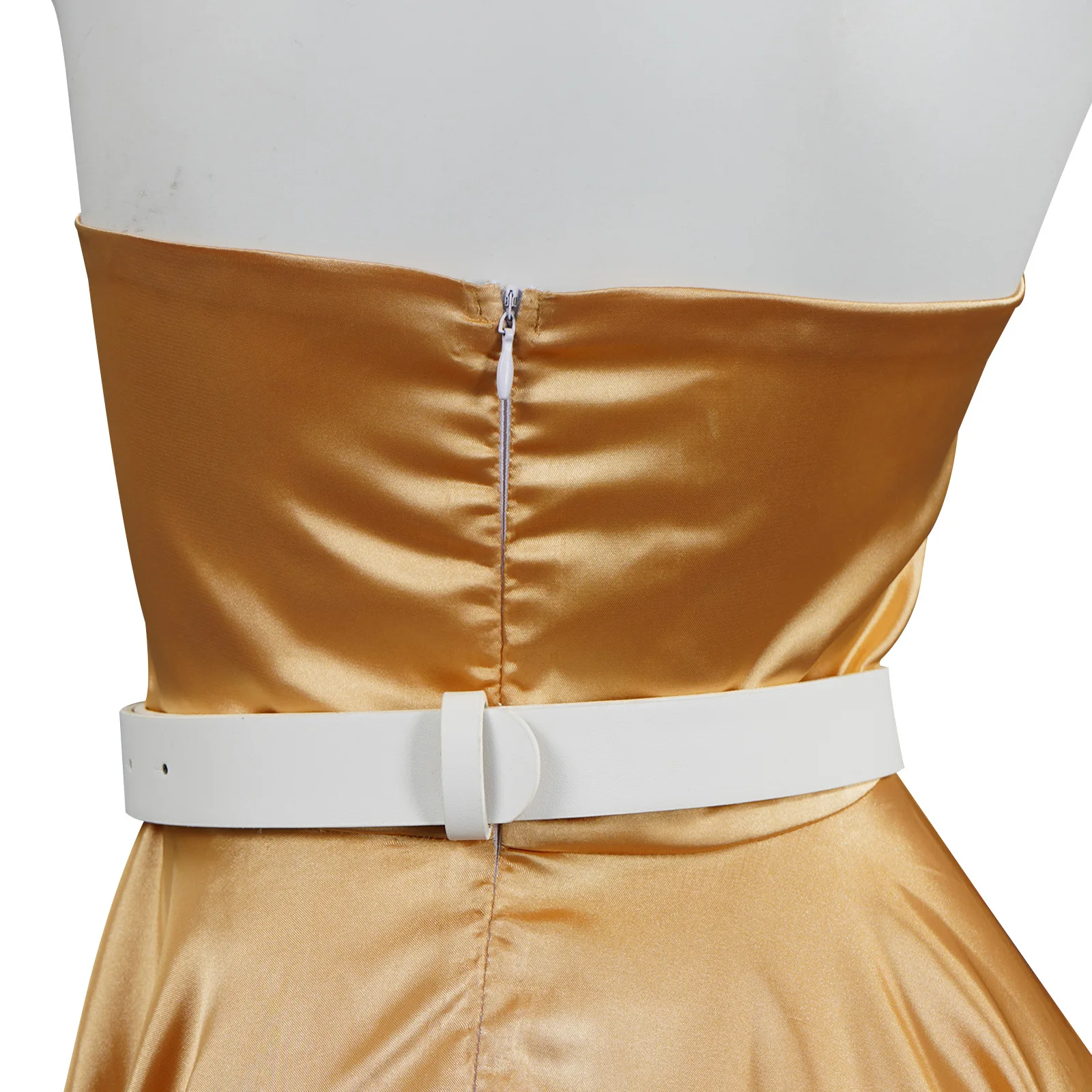 Vintage Yellow Satin Halter Neck Ball Gown Costume for Women (Unofficial)
