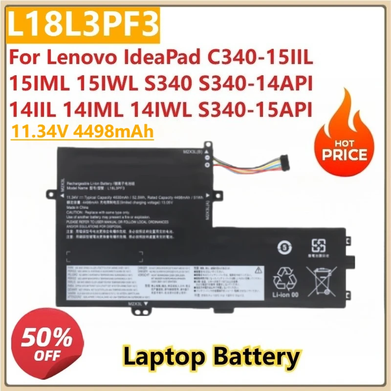 11.34V 4498mAh L18L3PF3 Laptop Battery For Lenovo IdeaPad C340