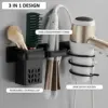 Hair Dryer Holder Hair Care & Styling Tool Organizer Aluminum Wall Mounted Hair Dryer Rack Rust Proof Bathroom Storage Basket 2