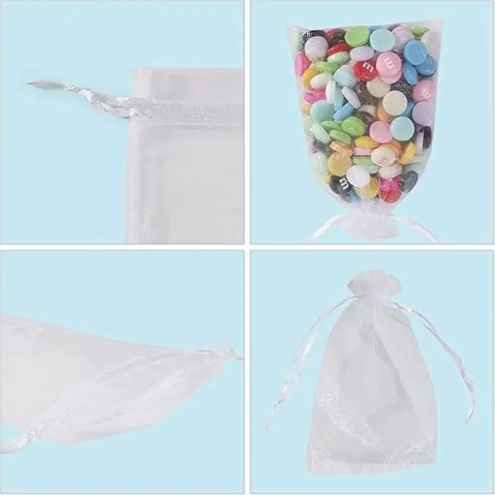 50-300Pcs Organza Gift Bag Sheer Mesh Bags Drawstring Jewelry Bag 7*9 10*15 15*20 20*30cm Christmas Wedding Party Pouches 5