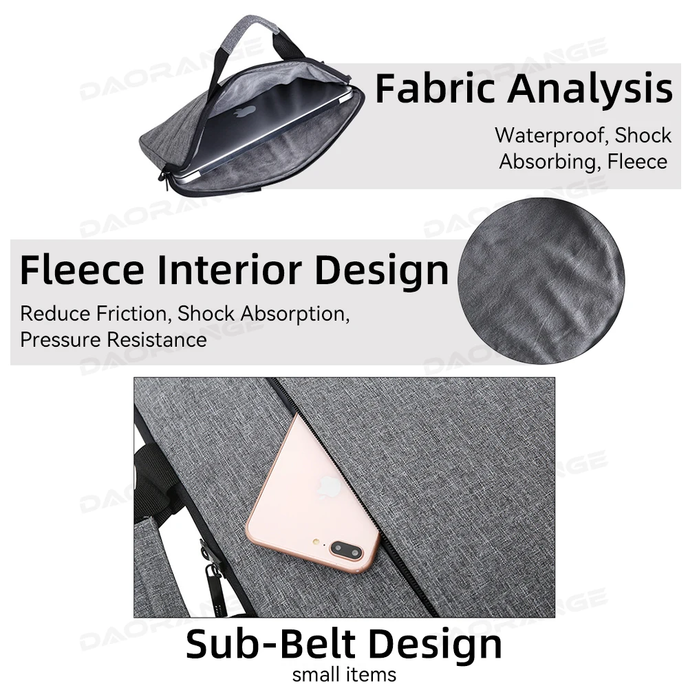 Bolsa para Laptop para Macbook Pro Case para Xiaomi Dell hp Lenovo 13.3 14 15 15.6 Portátil Mensageiro - Imagem 5