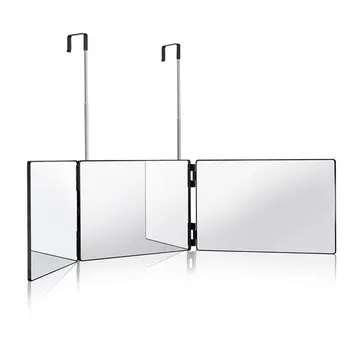Miroir LED à trois volets Miroir de maquillage auto-coupe de cheveux avec lumière réglable en hauteur Miroir auto-coupe de cheveux à 3 voies Miroir à 3 voies en verre HD 1