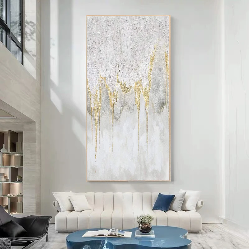 

Large Wall Painting On Canvas Handmade Oil Vertical Abstract Art Decorative Pictures For Living Room Wall Decor Painting Golden