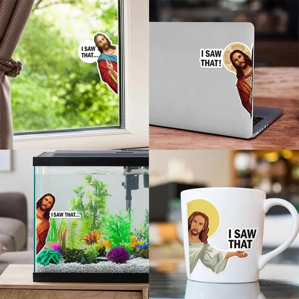 Waterproof Jesus Decals Luggage Notebook Jesus I Saw That Vinyl Decal Sticker Luggage Motor Laptops Decoration Funny Diy Toys