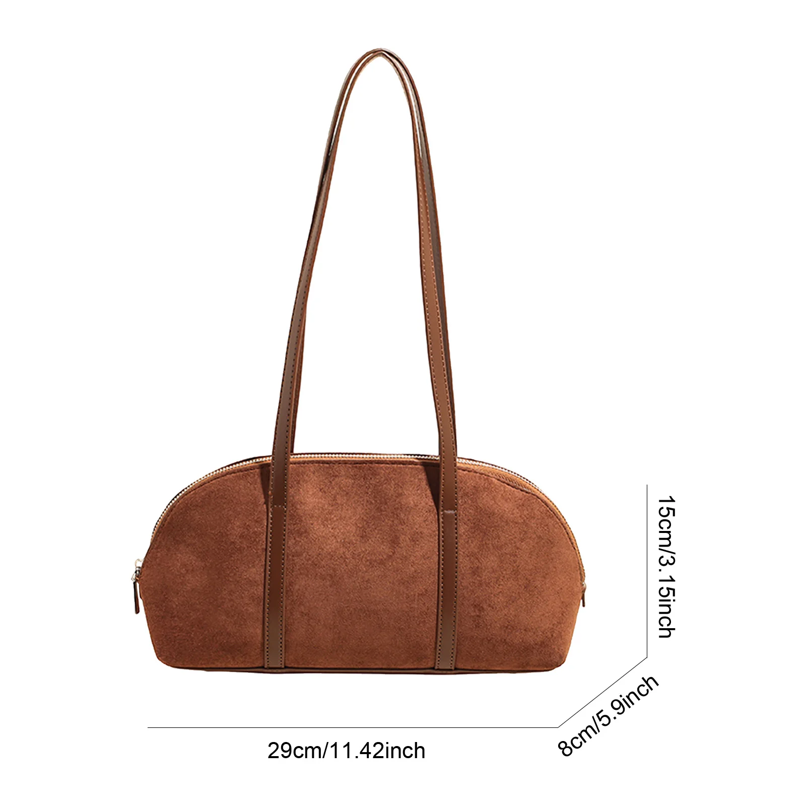 Faux Suede Casual Tote Handbag Large Capacity Retro Shoulder Bag Solid Color All-Match Underarm Bag Travel Shopping Date Bag