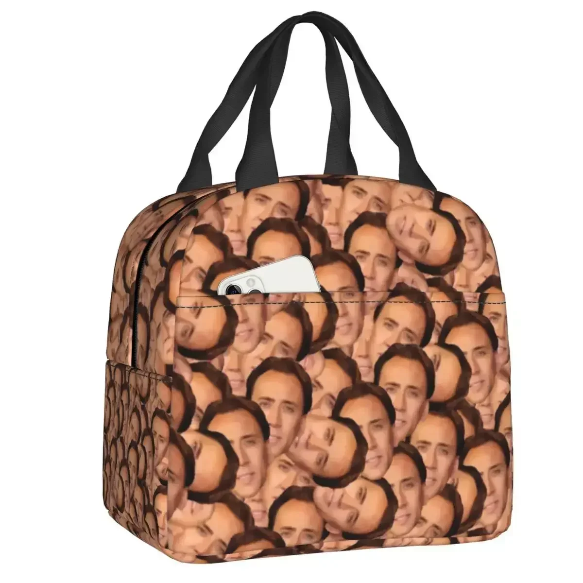 

2024 New Nicolas Cage Meme Collage Insulated Lunch Bags For Work School Portable Cooler Thermal Lunch Box Women Kids