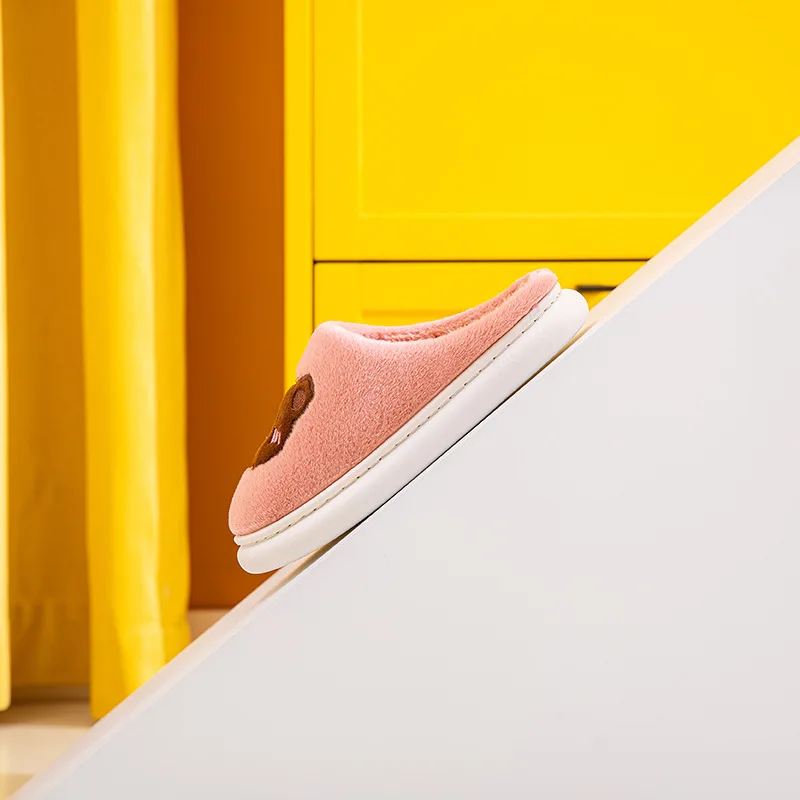 New Home Slipper Warm Bedroom Slipper Silent Floor Cute Flat With House Cotton Shoes Couples Fur Winter Slides women