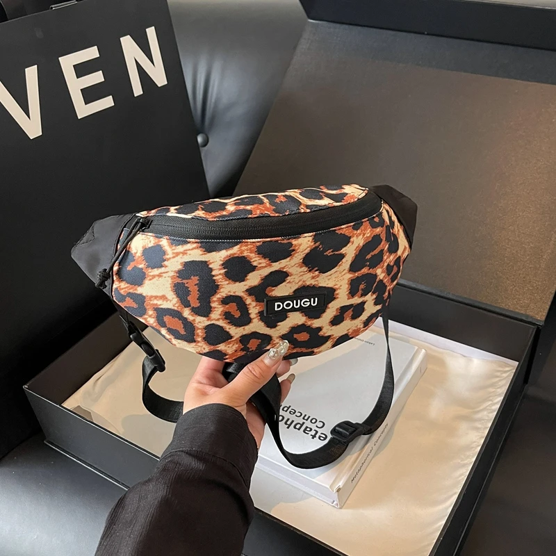 나일론 지퍼 크로스 바디 백, 레오파드 무늬 유행 다목적 고품질 크로스 바디 백, 여성용 허리 가방, 핫 세일