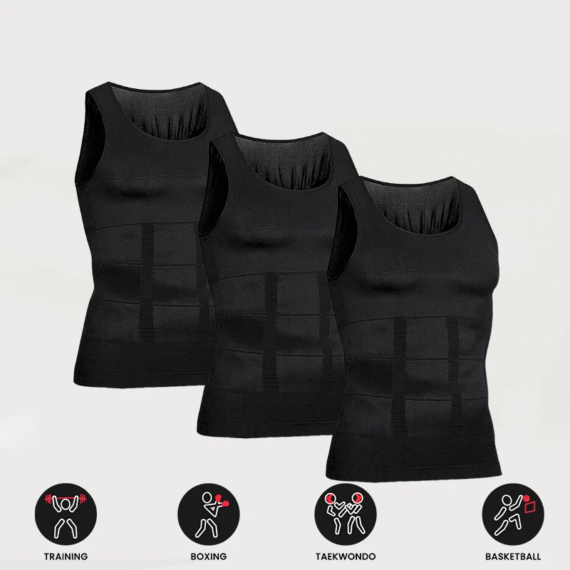 3/2/1Pieces Men's Compression Body Shaper Tank Top, Slimming Vest