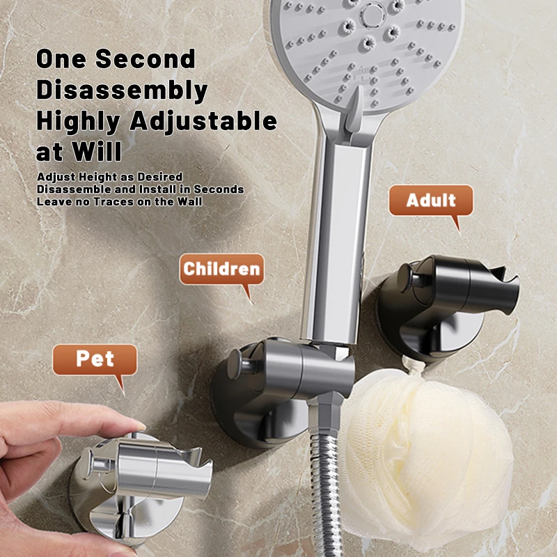 Shower holder 360&deg;Adjustable Self-adhesive Shower Head Stand Bracket Suction Cup Head Holder Bathroom Accessories