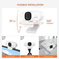 NUROUM V15-AF  75° Wide Angle Webcam 2K Full Hd 30fps with Microphone USB Video Conference Meetting For Laptop Computer Mac PC