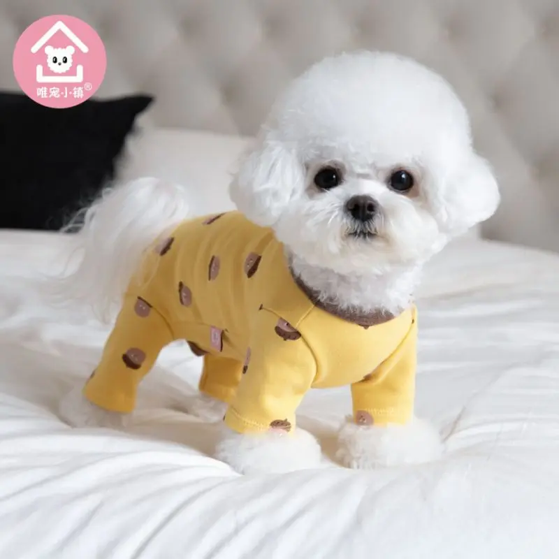 Autumn and Winter Printed Four-Legged Home Dog Cat Belly Suit, Warm Pet Clothing and Accessories for Female Dogs