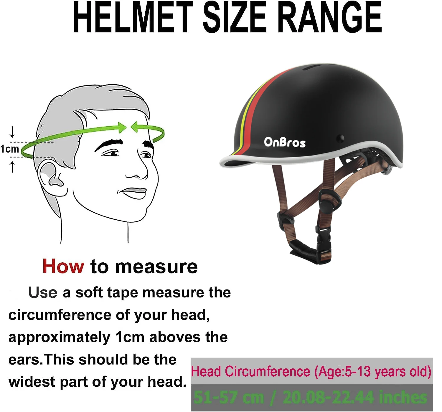 Hat Size Helmet Size Chart By Age Kid's Bike Helmet 5-12 Years