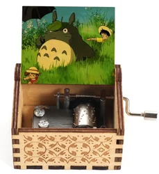 Elegant Hand - Cranked Wooden Music Box with Painted Design (Burgundy)