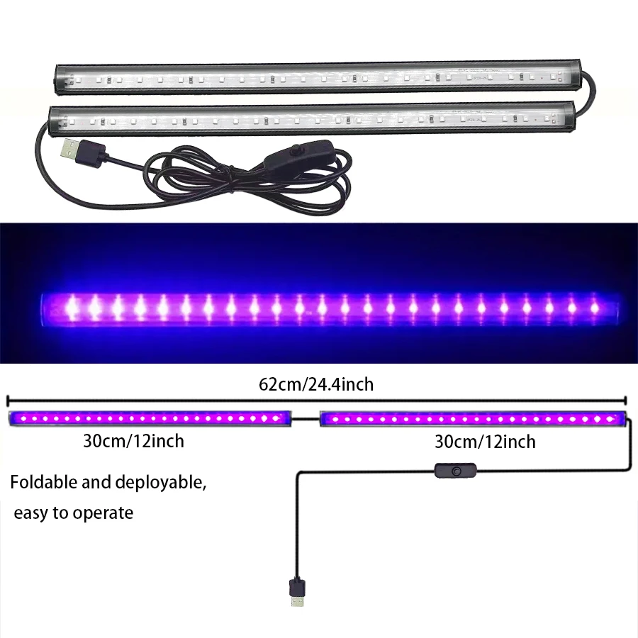 UV Black Light Bulbs 2/4pcs 5V USB Portable Switch