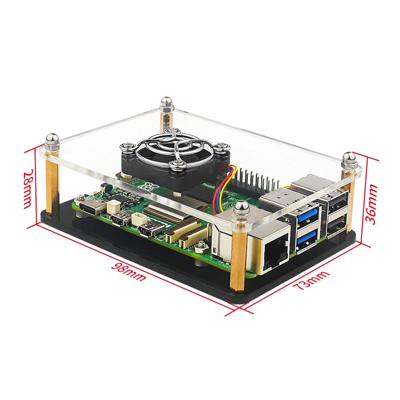 Raspberry Pi 5 Acrylic Case 1-5 Layer Transparent Enclosure PWN Cooling Fan Stac