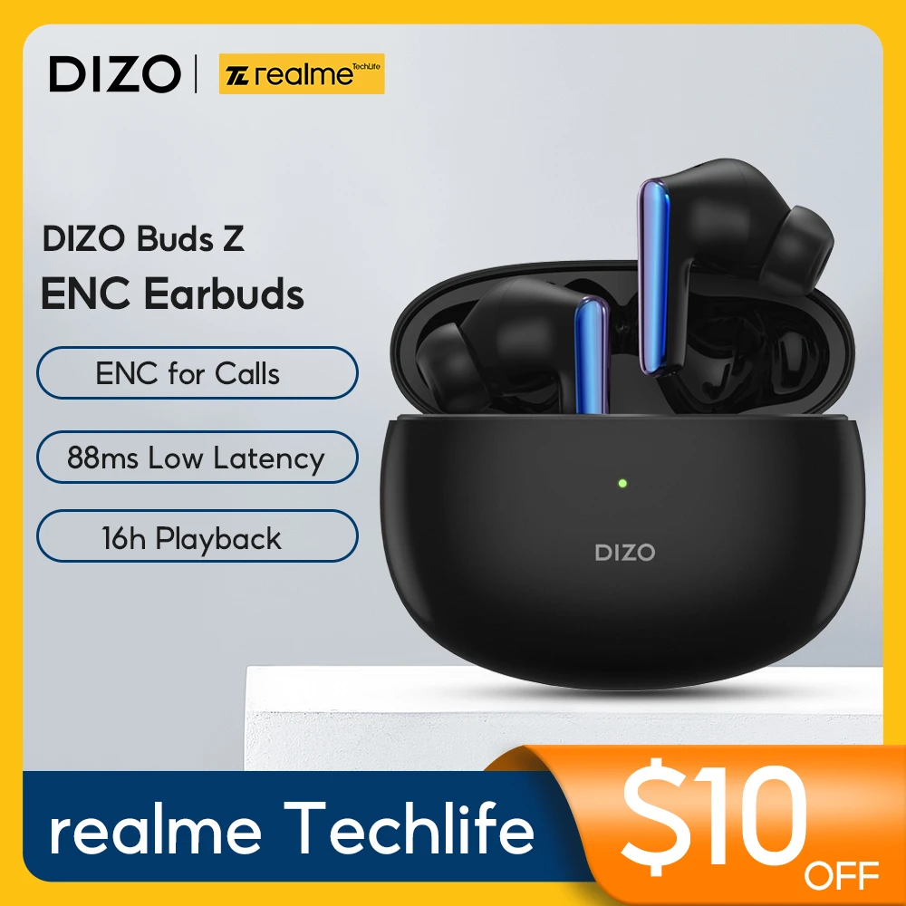Realme Dizo Buds Z Tws Bluetooth Earphone 9d Hifi Sports Waterproof 16h