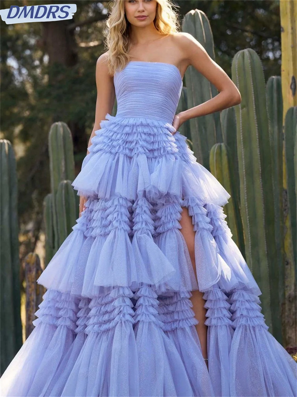 

Элегантное вечернее платье без бретелек 2024, классическое фатиновое платье без рукавов, сексуальное платье-трапеция с Боковым Разрезом, платья для невесты