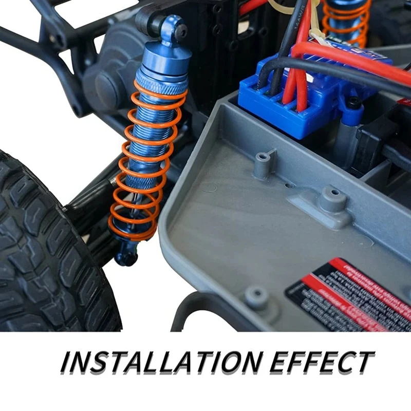 Amortisseurs haute qualité pour Traxxas Slash, montrant les bagues et l'huile.