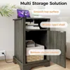Nightstand Set of 2, Grey End Table with Charging Station, Tall Farmhouse Bedside Table with Large Storage and Shelf 6