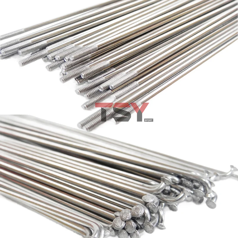 20pcs 스테인레스 스틸 자전거 스포크 2.2MM 자전거 바퀴 실버 스포크 13G 길이 125mm-254mm 니플이 있는 스포크 전자 자전거 스포크