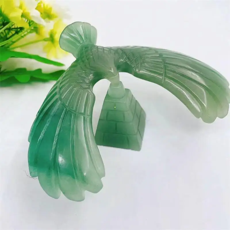 

12CM Natural Green Aventurine Balance Hawk Eagle Crystal Carving Crafts Healing Energy Stone Office Learning Toy Kid Gift 1pcs