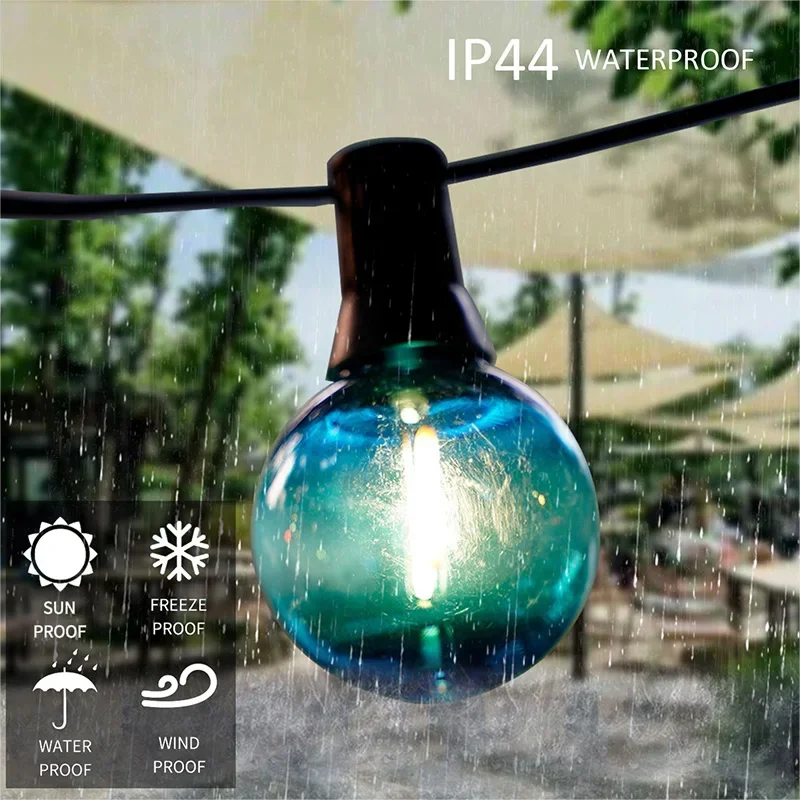 21Meters G40 BulbS Street String Light Garland Shatterproof Globe Light Outdoor Patio Decoration Wedding Party Cafe Lighting LED